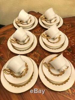 6 Tasses 6 Soucoupes 6 Assiettes À Gâteaux Rare Vintage Allemand Heinrich Porcelaine Set Café