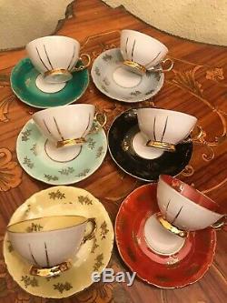6 Tasses Vintage 6 Soucoupe Roschütz Allemande Roschutz Porcelaine Set Café