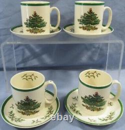 6 Tasses à café / thé Vintage Spode S3324 Christmas Tree & Soucoupes Lot Set Angleterre