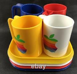 80's Apple Computer Rainbow Set Coffee Cup Mug Macintosh Logo Vintage Rare