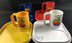 80's Apple Computer Rainbow Set Coffee Cup Mug Macintosh Logo Vintage Rare