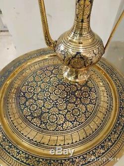 8 Pcs Vintage Laiton Cuivre Cuve Énorme Pot Dallah Plateau Grand Café Set Arabe Islamique