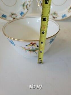 Ancien Plateau À Thé Minton, Papillon Et Ruban Turquoise