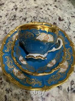 Antique Vintage Weimar Katherine Blue Gold Gilded Tea / Coffee Set! Très Rare