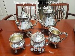 Baroque Tea & Coffee Set Par Wallace 5 Pièces Vintage Siverplate Set