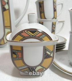 Carlsbad Tchécoslovaquie Karlovarsky Porcelan Vintage 17 Pc Art Déco Cafe Set