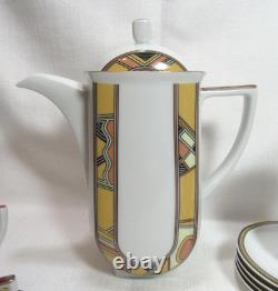 Carlsbad Tchécoslovaquie Karlovarsky Porcelan Vintage 17 Pc Art Déco Cafe Set