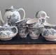 Crown Ducal 'bristol' Bleu & W Thé/café Vintage Ironstone Années 1930 8 Duos