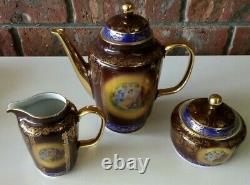 Ensemble De Café Vintage M Z Tchécoslovaquie. 10 Tasse. Richement Décoré Avec De L’or