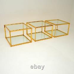 Ensemble De Trois Café Italien Vintage En Laiton / Tables D'appoint