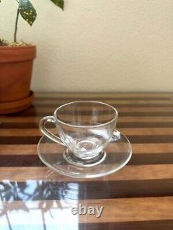 Ensemble de 11 tasses à café et soucoupes en verre Arcoroc France vintage