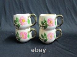 Ensemble de 4 petites tasses à café ou mugs vintage Franciscan Desert Rose de 2 7/8 pouces de hauteur