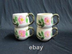 Ensemble de 4 tasses à café ou mugs vintage Franciscan Desert Rose de petite taille, mesurant 2 7/8 pouces de hauteur.
