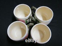 Ensemble de 4 tasses à café ou mugs vintage Franciscan Desert Rose de petite taille, mesurant 2 7/8 pouces de hauteur.