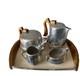 Ensemble De 5 Pièces De Thé Et Café Retro Picquot, Pot à Sucre, Crémier, Plateau, Vintage