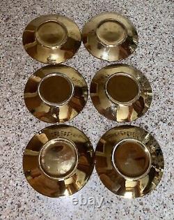 Ensemble de 6 tasses à café expresso mini et soucoupes à thé Vintage Gold Star, 12 pièces.