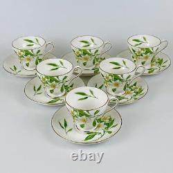 Ensemble de 6 tasses et soucoupes en porcelaine de bone china Shelley vintage de 1938 motif Syringa #14009