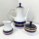 Ensemble De Caf&eacute; 3 Pi&egrave;ces Vintage Bareuther Waldsassen Bavi&egrave;re Allemagne Bleu Cobalt Or