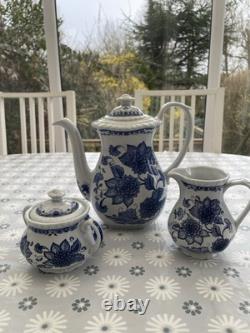 Ensemble de café Adams BLUE BUTTERFLY en faïence anglaise (Groupe Wedgwood)