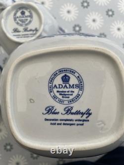 Ensemble de café Adams BLUE BUTTERFLY en faïence anglaise (Groupe Wedgwood)