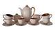Ensemble De Café Art Déco Carlton Ware 'rita' De 15 Pièces En Rose Pâle Et Doré