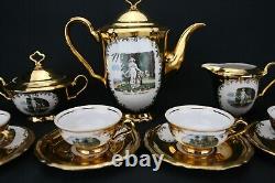 Ensemble de café Mokka San Remo Gold Seltmann Weiden Marie Luise vintage (années 1950) (6 pièces)