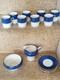 Ensemble De Café En Porcelaine De Chine Aynsley Sheraton Bleu (6 Tasses Et Soucoupes, Lait Et Sucre)
