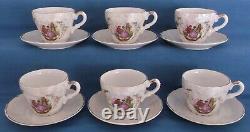 Ensemble de café et thé en porcelaine japonaise avec lustre nacré et motifs de Fragonard, style vintage.