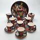 Ensemble De Café Slovaque Chodovia Vintage Des Années 1930, Pot Noir Floral, Tasses En Porcelaine