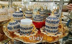Ensemble de café turc, tasses à café turc recouvertes de strass, style vintage fait à la main