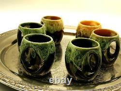 Ensemble de six tasses à café ou à déguster en poterie studio vintage
