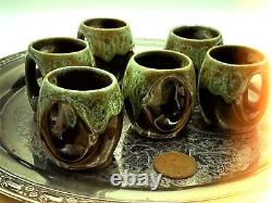 Ensemble de six tasses à café ou à déguster en poterie studio vintage