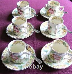 Ensemble de tasses à café/déjeuner en porcelaine anglaise Vintage James Kent avec cuillères