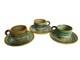 Ensemble De Tasses à Café Espresso Et Soucoupes En Poterie Montiel Antique Vintage Majolique