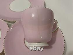 Ensemble de thé/café vintage Wedgwood April Pastel Pink pour 6 personnes des années 1930 à pieds.