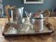 Ensemble De Thé Et Café Picquot Ware Magnalium Avec Plateau Vintage Des Années 1950