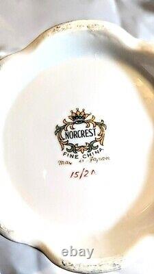 Ensemble de théière vintage en porcelaine fine Norcrest Sweet Violets (7 tasses et soucoupes)