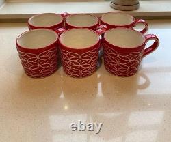 Ensemble vintage de 6 tasses de Noël rouges festives peintes à la main de 14 oz de Starbucks