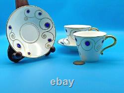 Ensemble vintage de deux tasses à thé/café et soucoupes design Jewel en porcelaine Elia