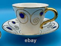 Ensemble vintage de deux tasses à thé/café et soucoupes, design bijou en porcelaine Elia