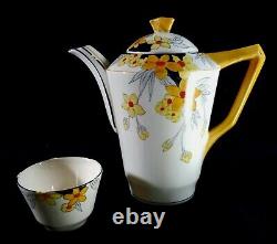 Ensemble vintage de thé ou de café en porcelaine Crown Ducal anglais motif Sunburst 2649 G-EXC