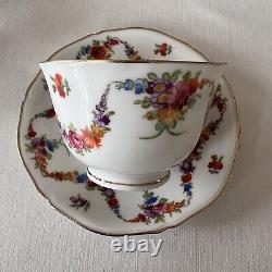 Epiag Chine Tchécoslovaquie Floral Swag 5 Tea Cup Saucer Set Sugar Bowl Creamer