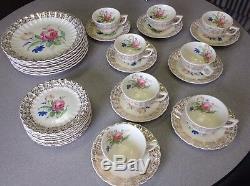 Fairbanks Ward Vintage China'sharon ' Or 22k Presque Complet Dîner Set Café