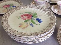 Fairbanks Ward Vintage China'sharon ' Or 22k Presque Complet Dîner Set Café