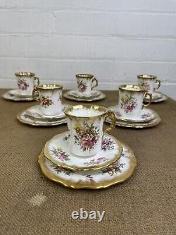 Fines tasses à thé Lady Patricia de Hammersley, trio de soucoupes, signées Howard 18p