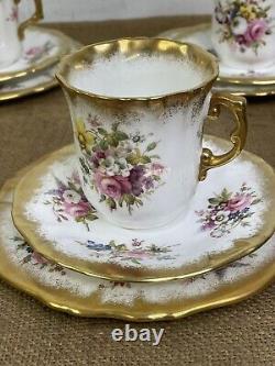 Fines tasses à thé Lady Patricia de Hammersley, trio de soucoupes, signées Howard 18p