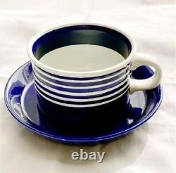 Gustavsberg Kobolt Coffee Cup & Saucer Set Bleu Blanc Vintage