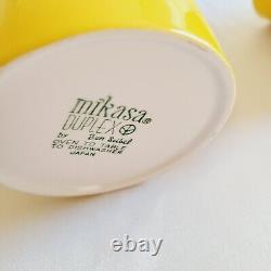 Mikasa Duplex Ben Seibel Yellow White Cup Saucer Set Service Pour 6 (+) 3 Assiettes