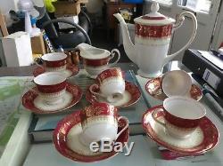 Nagase China Rare Vintage Set De Café, 6 Tasses Et Soucoupes, Pot À Lait Et Cafetière