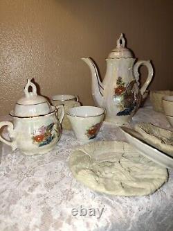 Nouveau Ensemble de thé/café en porcelaine à bordure en or vintage de 17 pièces de Japon - DEVILLE